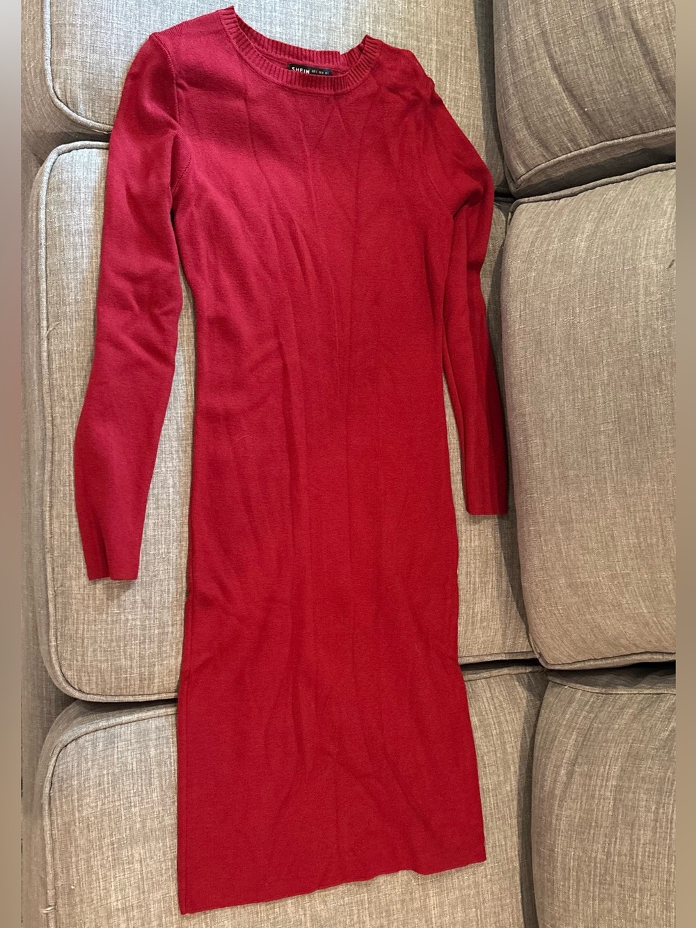 Women’s Long Sleeve Red Knit Dress